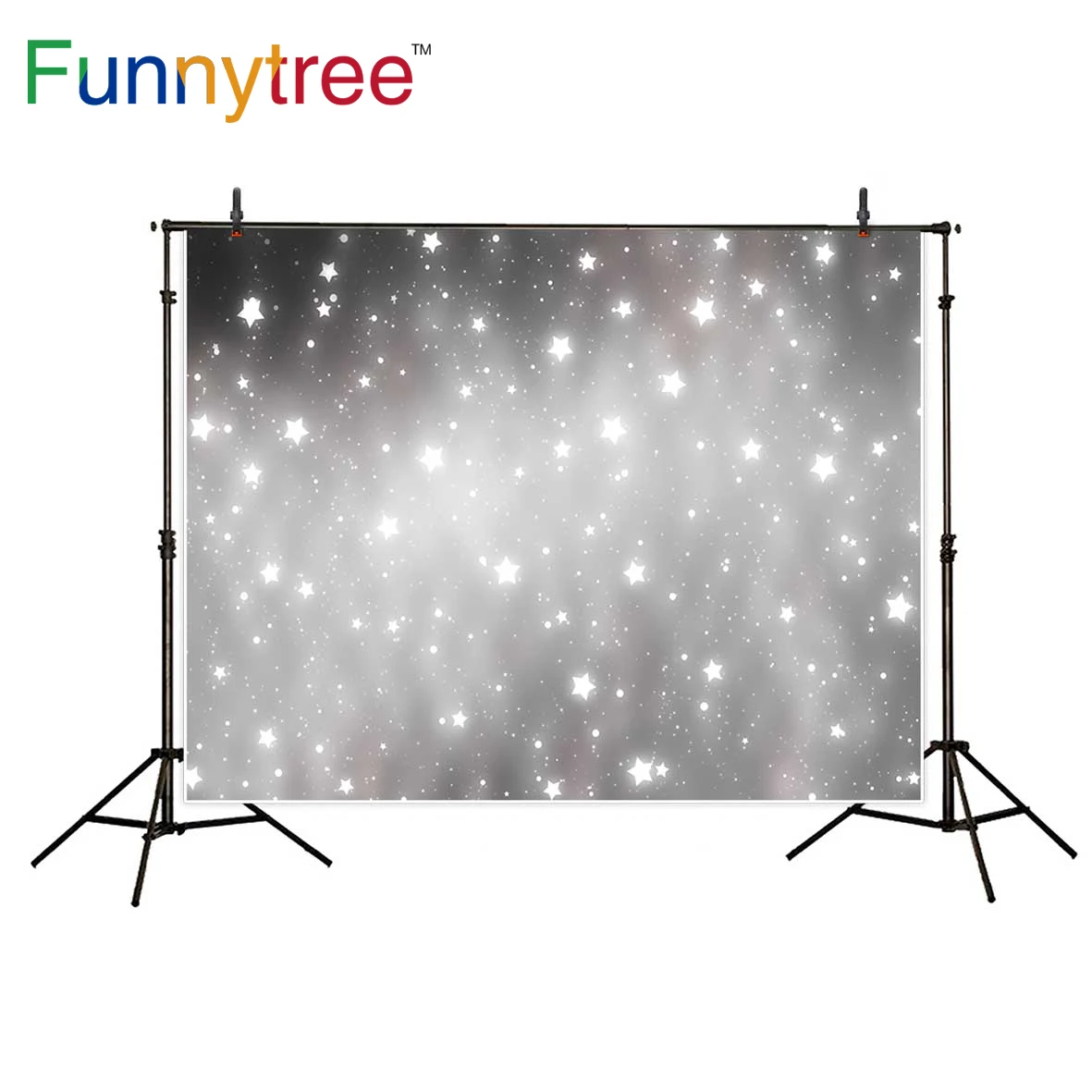 Фотофон Funnytree с белыми блестящими звездами и серыми снами для студийной