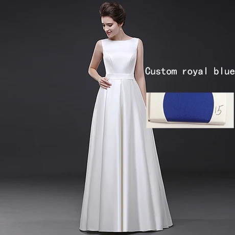 Ladybeauty пляжные свадебные платья Vestido Noiva простые белые вечерние платья трапециевидной формы для выпускного вечера - Цвет: Синий