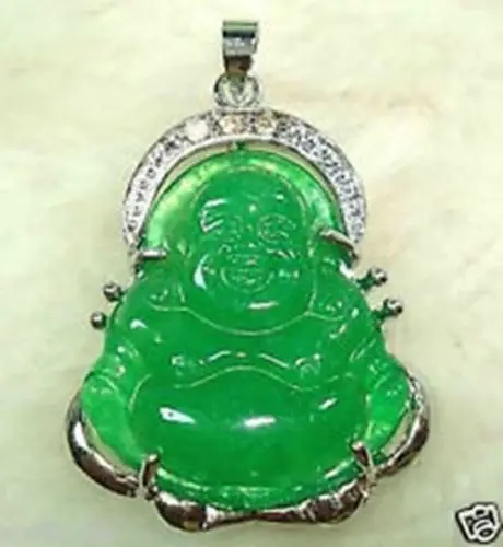 КИТАЙСКИЙ ЗЕЛЕНЫЙ НЕФРИТОВОГО БУДДЫ КУЛОН ОЖЕРЕЛЬЕ 5.27|pendant necklace silver|pendant tagnecklace lot