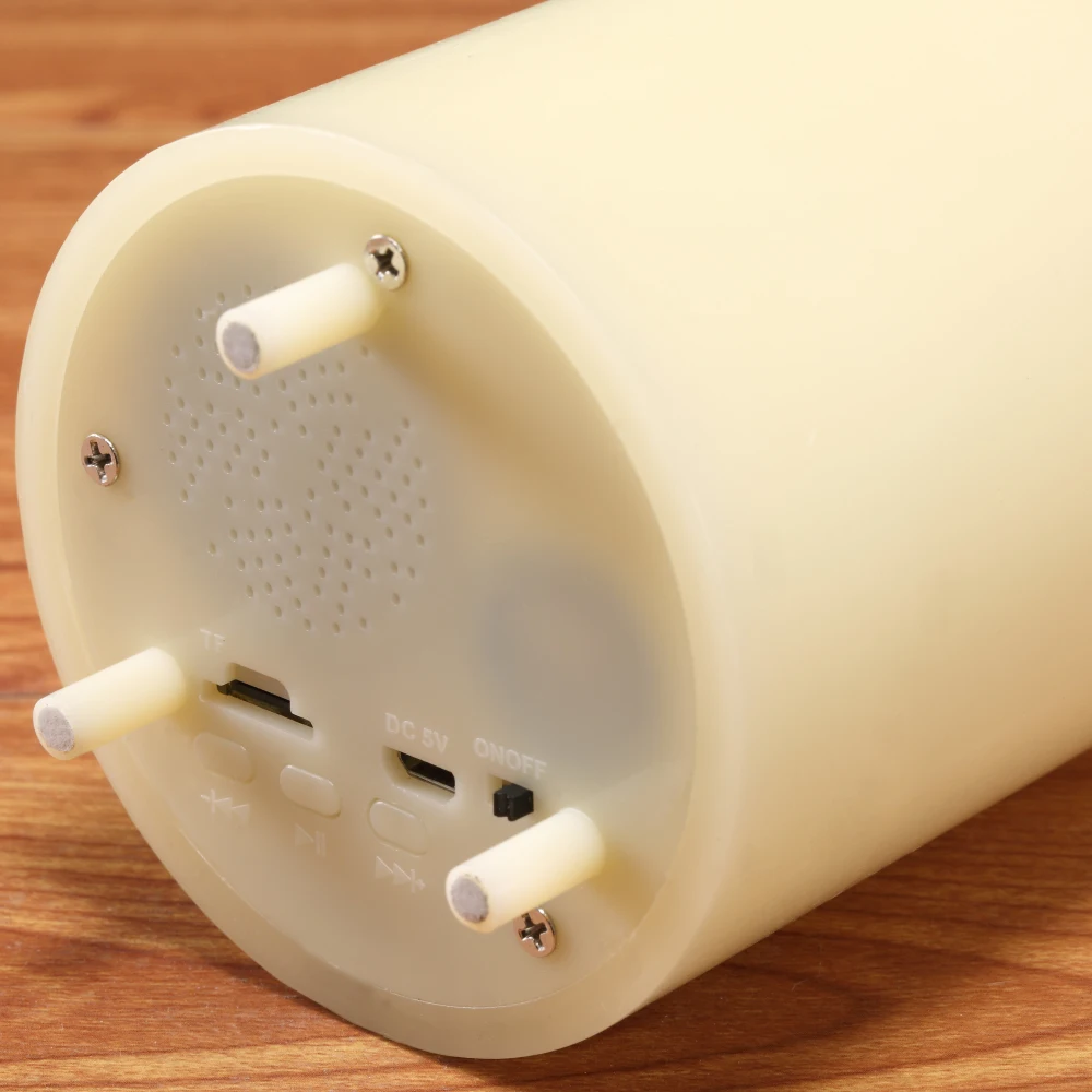 Светодиодный candel освещение USB Перезаряжаемый пульт дистанционного управления мерцающий желтый цвет музыкальный плеер Bluetooth динамик Свеча лампа освещение
