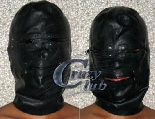 

Crazy club_Customized Fully enclosed Latex Hood Mask Fetish Latex hood mask black zip on mouth and eyes For adult Fast Delivery