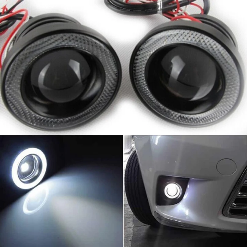 

2023 Car Flashing 2Pcs 2.5 3.0 3.5 inch Angel Eyes Fog Light DRL Daytime Running Light car styling COB Led Bulb Lamp White