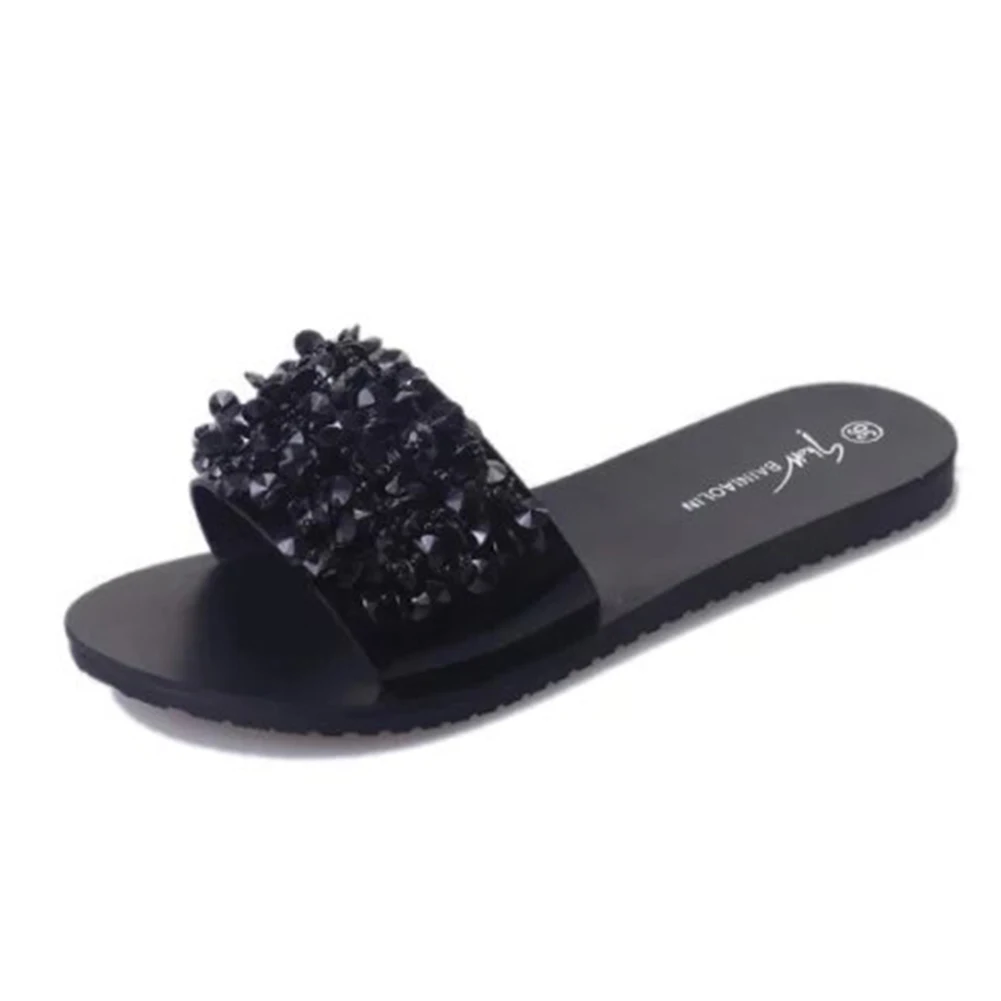 Шикарные летние женские шлепанцы Шлепанцы Соблазнительные со стразами и