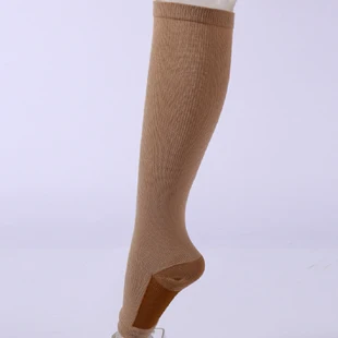 nude and brown Компрессионные носки на молнии,, мужские гетры, поддерживающие колено, носок с открытыми пальцами, сжигающие жир, носки на молнии, предотвращающие варикозное расширение вен, носки, 1 пара - Цвет: nude and brown