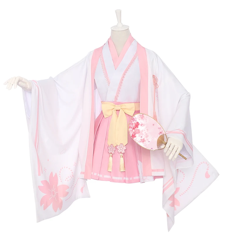 Аниме! Cardcaptor Sakura Kinomoto Сакура кимоно вишня красивая форма костюм для косплея на
