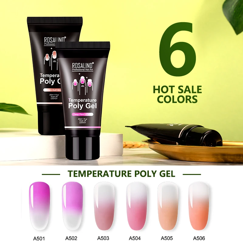 Полигель ROSALIND для наращивания ногтей термосменный акриловый Гибридный лак