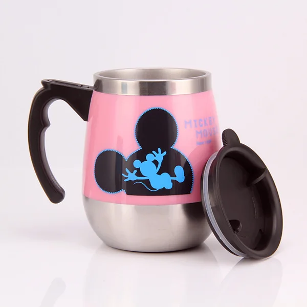450 мл Дисней Минни Милая кружка чашка из нержавеющей стали с крышкой Микки кружка Женский Мужской студенческий офис парные чашки чайник-фляга