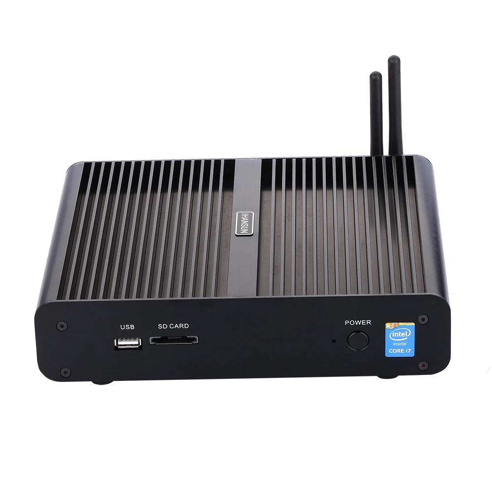 Безвентиляторный мини-ПК, Intel quad core I7 8550U, Windows 10/Ubuntu, черный, [HUNSN BM14L],(WiFi/1DP/1HD/4USB3. 0/4USB2. 0 или(1USB2. 0)/1LAN