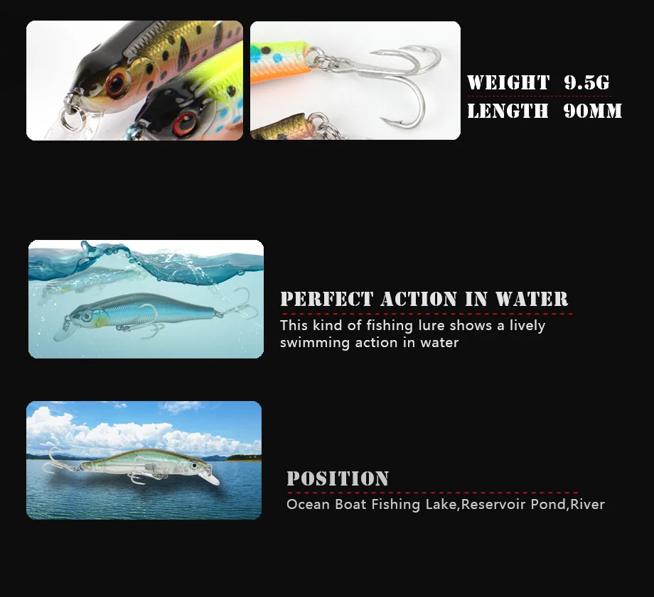 90 мм 9,5 г Minnow приманки для ловли рыбы, высокое качество рыбы, твердая блесна центр тяжести переключения длинный выстрел магнит заброса приманки с системой зима