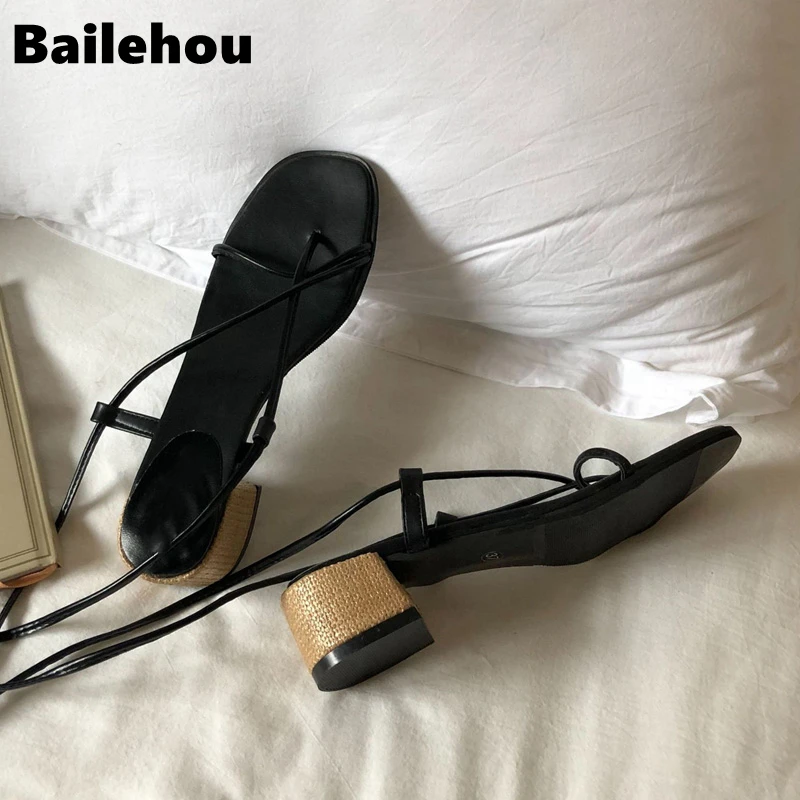 Bailehou/Новые Модные женские босоножки Летняя обувь с ремешком сзади повседневные