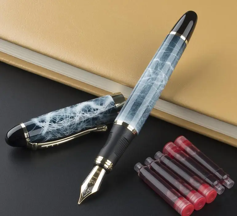 M IRAURITA перьевая ручка JINHAO X450 темно-зеленый и золотой 18 KGP 0,7 мм перо с широким основанием полностью металлический синий красный 21 цвет и чернила JINHAO 450 - Цвет: M