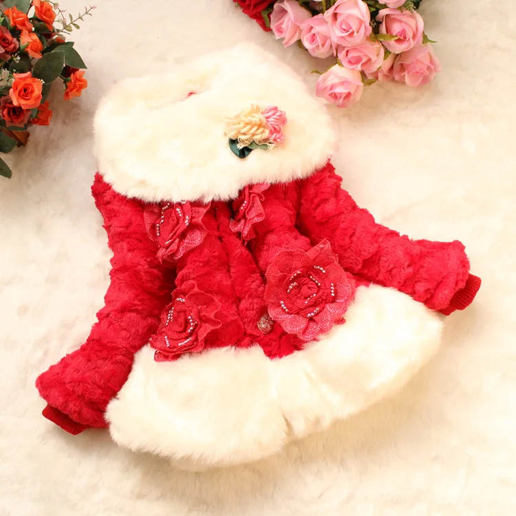 Furry 2018 Winter Warm Fur Coat Turn-down Collar Four Flowers Kids Clothes Casaco Infantil Menina Teenage Girls Overcoat XL436 | Детская