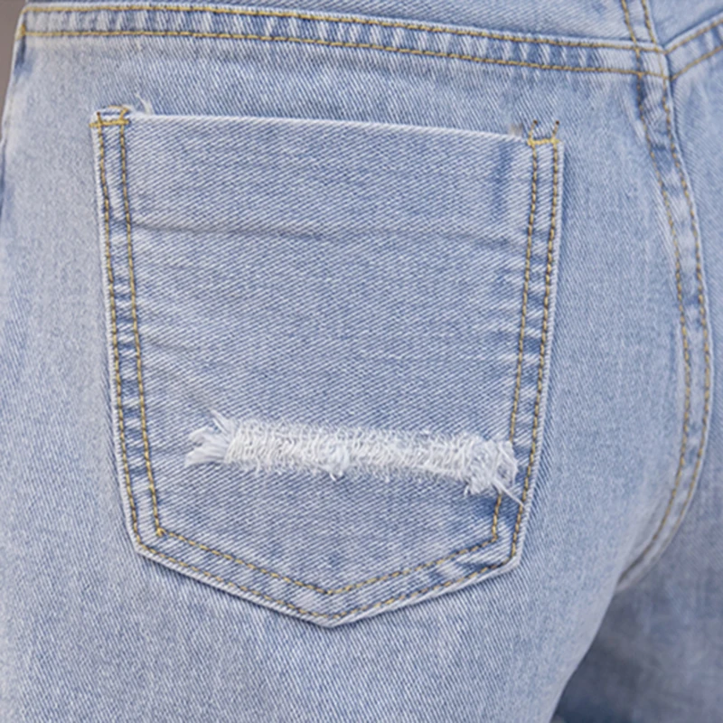 Летние женские вышитые джинсы с буквами рваные джинсовые шорты высокой талией