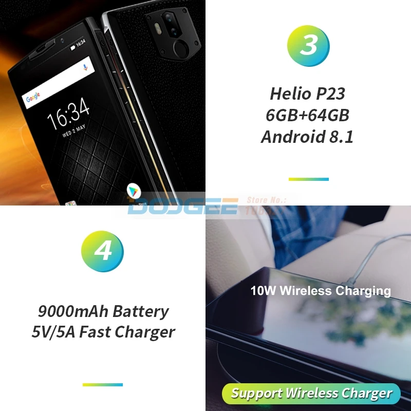 Быстрая DOOGEE BL9000 6GB 64GB смартфон Helio P23 5V5A флэш-зарядка 9000mAh Беспроводная зарядка Android 8,1