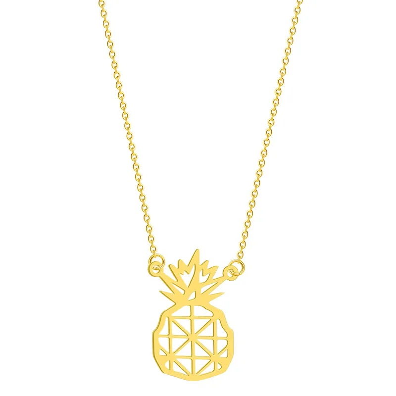 pineapple Золотая цепочка, массивное ожерелье для женщин, бохо, ювелирные изделия из нержавеющей стали, рассвет, глобус, Карта мира, очаровательные ожерелья лучших друзей, подарок - Окраска металла: pineapple