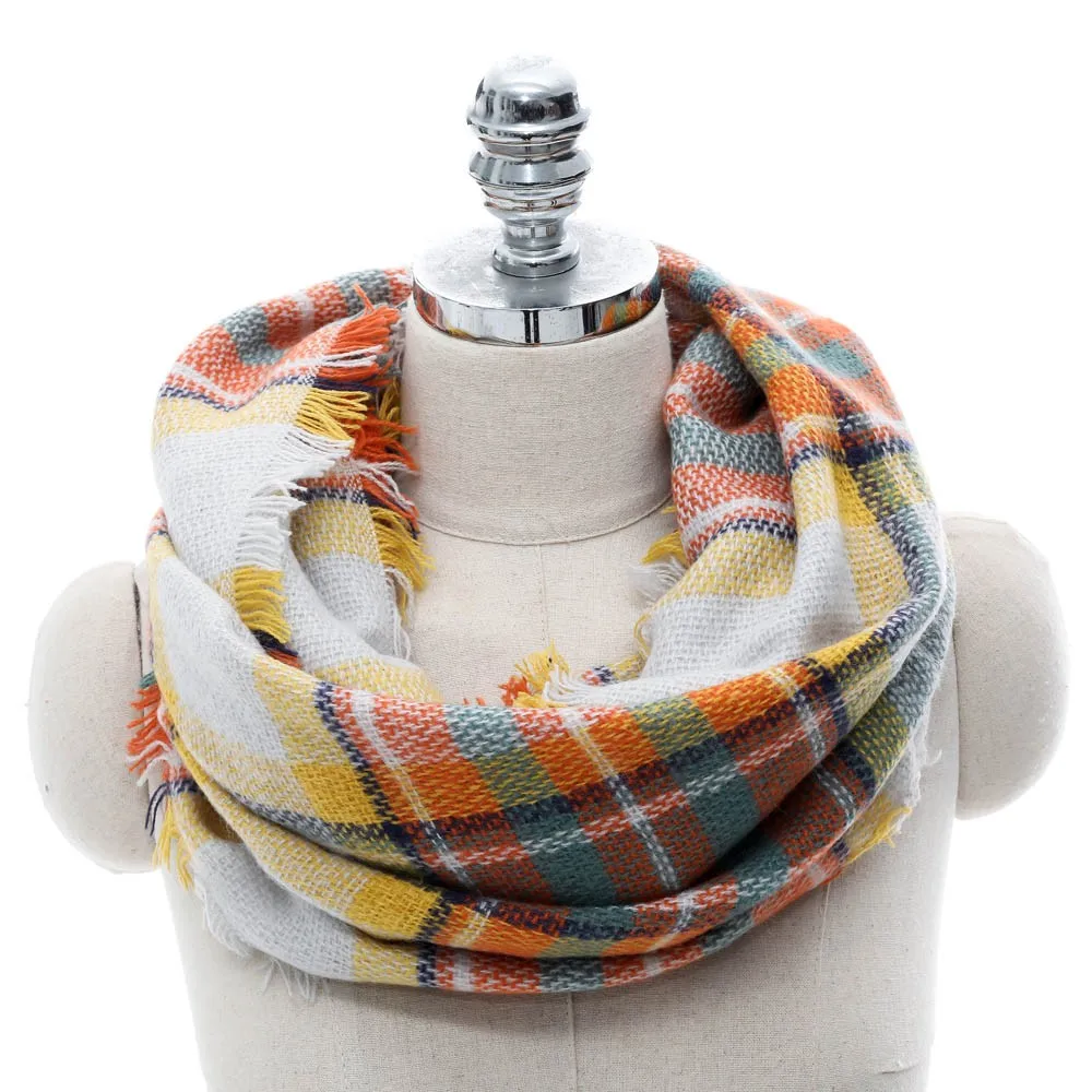 Женский клетчатый шарф теплый хлопковый в шотландскую клетку с принтом зима 2019 |