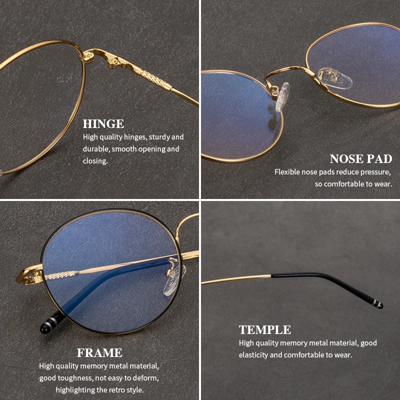 Alloy Eye Glasses Frame Women Gold Round Fake Nerd Clear Computer Reading Myopia Prescription Optical Eyewear #9031 | Аксессуары для