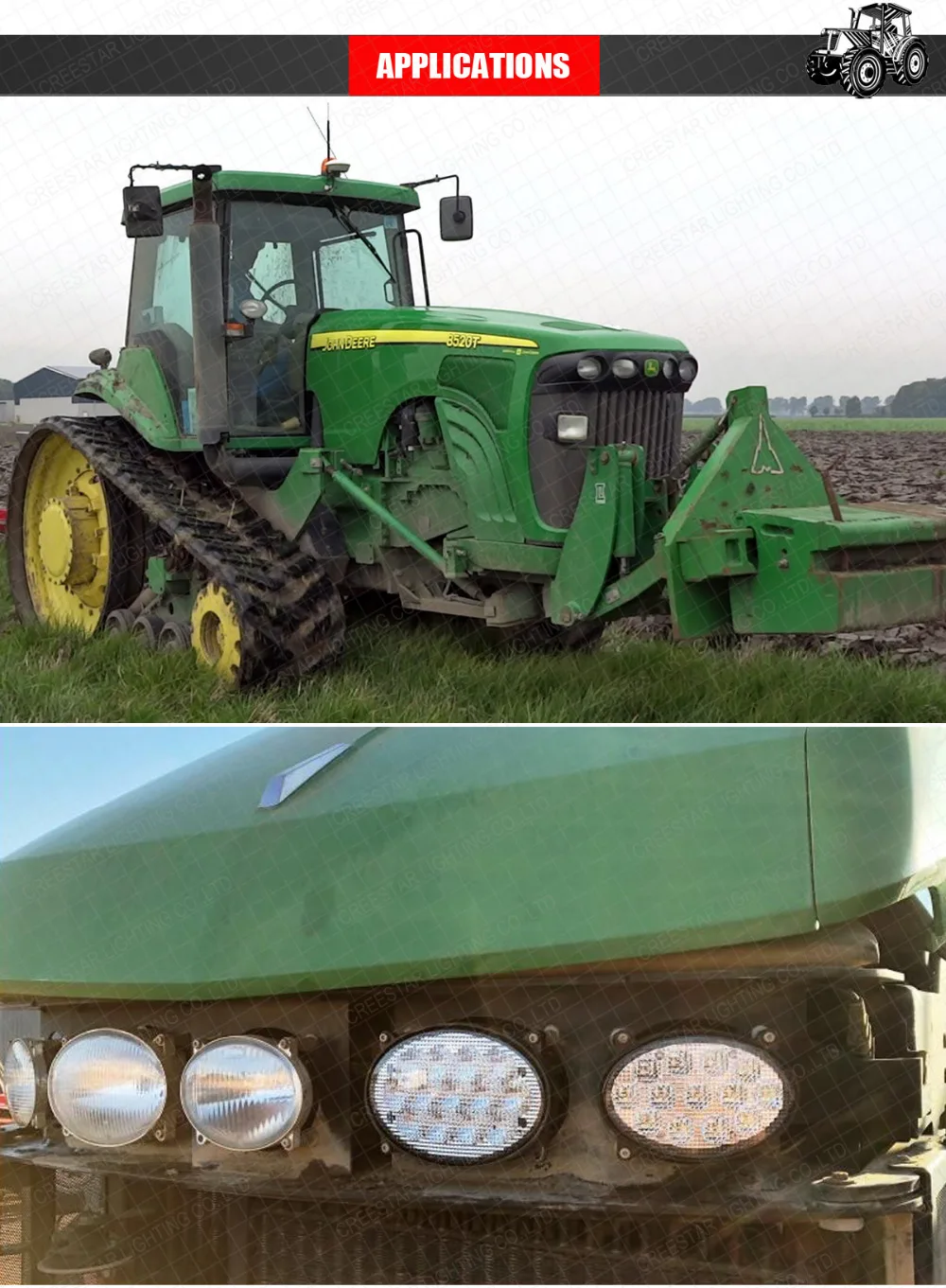 Овальные 65 Вт светодиодные сельскохозяйственные рабочие лампы для John Deere/Чехол IH тракторов, опрыскиватели, комбайны, ватные лампы x2pcs/лот