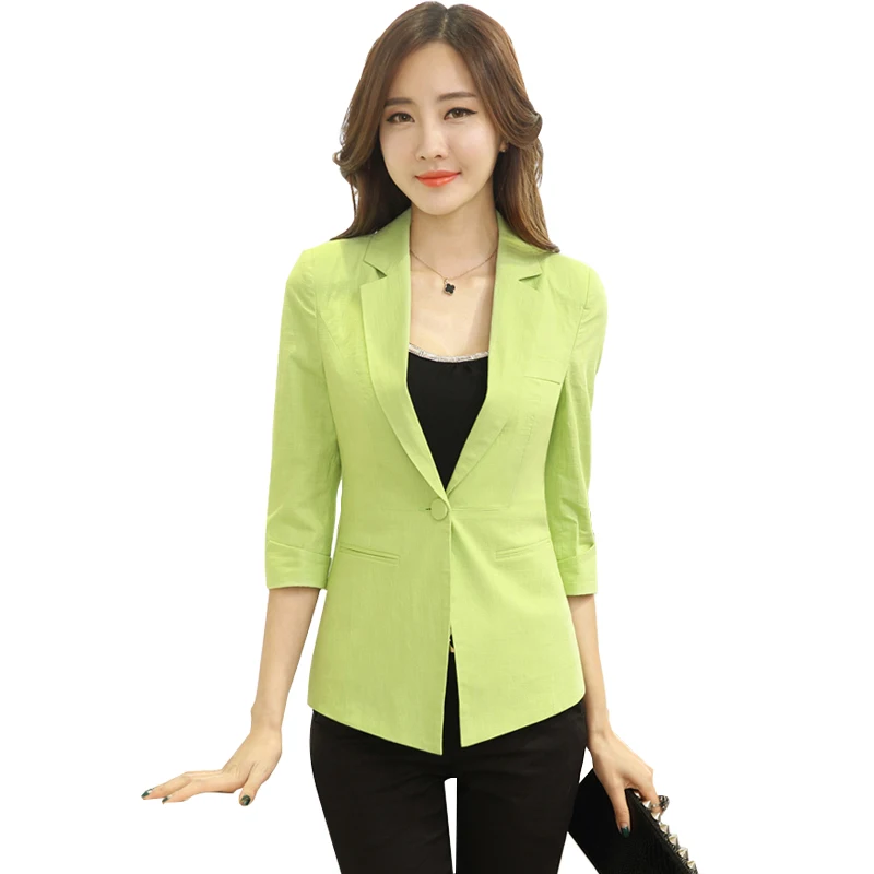 

Spring Suit Female 2018 New Jacket Korean Slim Thin Cotton Linen Large Size Short Paragraph Casual Solid Woman's fashion ZTT29