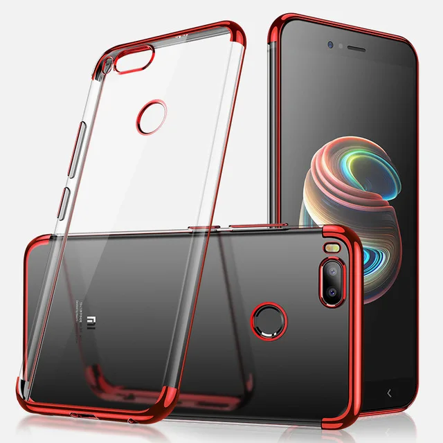 Красный Для Xiaomi mi A1 чехол, прозрачное покрытие, ТПУ, Мягкая силиконовая задняя крышка для Xiaomi mi A1 mi 5X Xiao mi 5X, чехол для телефона - Цвет: Красный