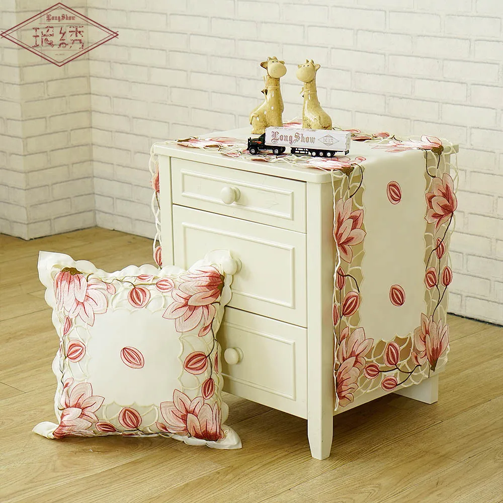 Новинка украшение для дома Европейский Вышитый Чехол стола белая атласная