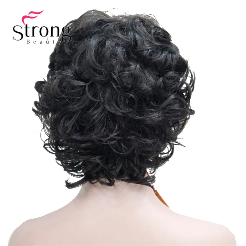 StrongBeauty короткие мягкие взъерошенные кудри парик Рыжий, темно-коричневый полный синтетические парики для женщин