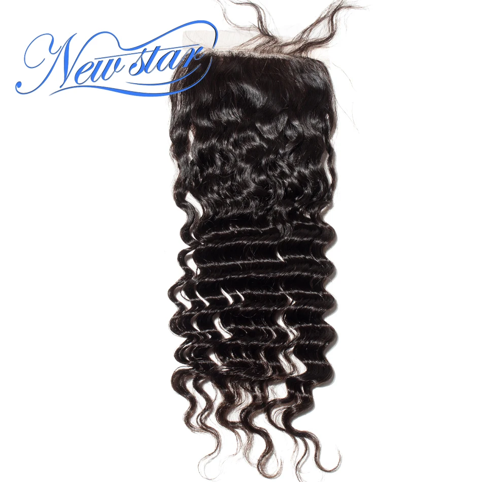 Новые бразильские волосы Star Hair 4 ''x 4'' на шелковой основе с глубокой волной