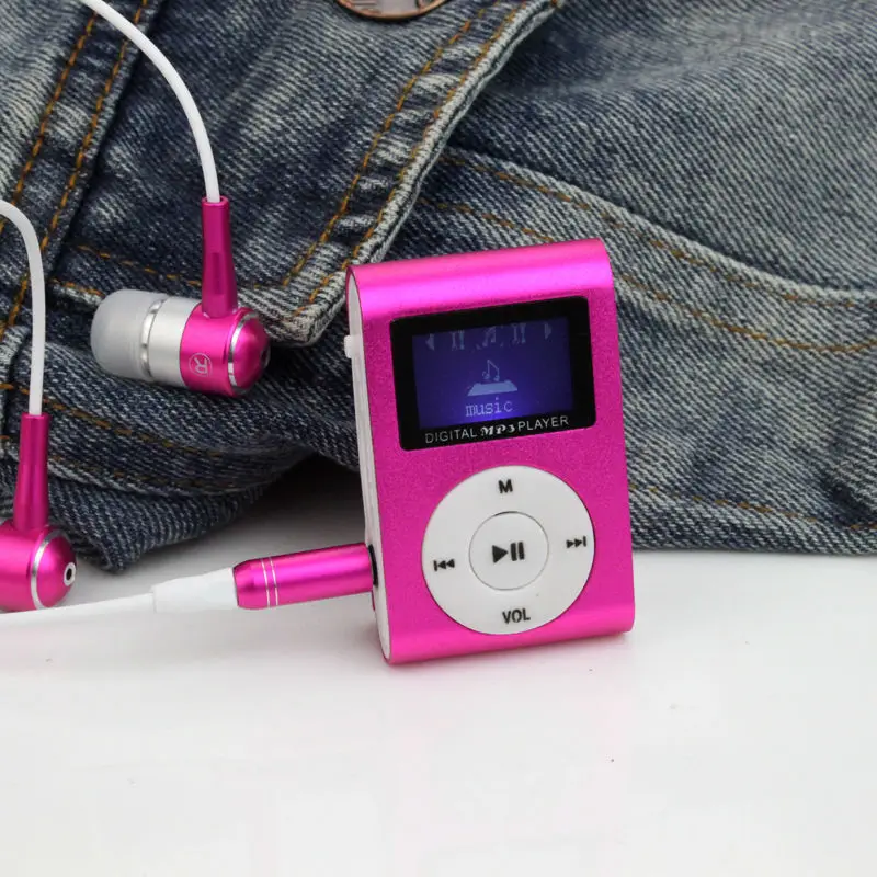 MP3 плеер с металлическим зажимом мини USB ЖК экран поддержка 32 ГБ Micro SD TF слот для