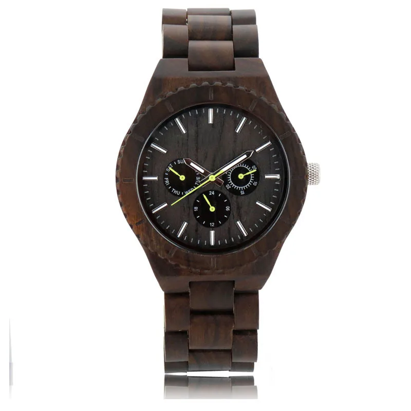 Dropshipping Design Chronograph SandalWooden Wrist Watches 100% Natural SandalWood Quartz in Gift Box Relogio Masculino | Наручные часы