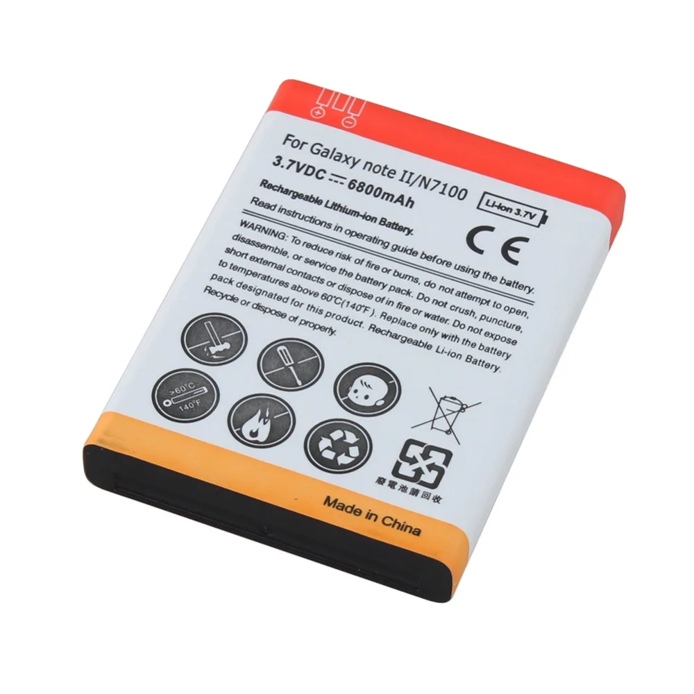 Большая емкость 3,7 V 6800mAh запасная расширенная батарея для samsung Galaxy Note 2 N7100 Батарея с задней крышкой для Galaxy Note2
