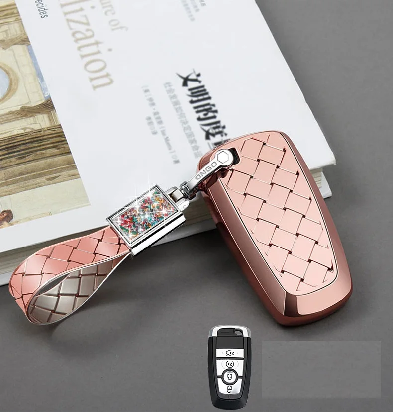 B Pink Чехол для ключей для Ford ESCORT EDGE Ecosport Mondeo MUSTANG F-150 aurus Explorer Expedition Lincoln MKC MKZ MKX - Название цвета: B Pink