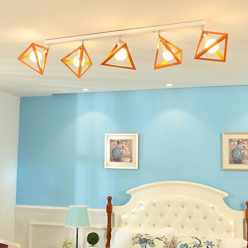 Скандинавский треугольник клетка красочный потолочный светильник Led с E27 лампа