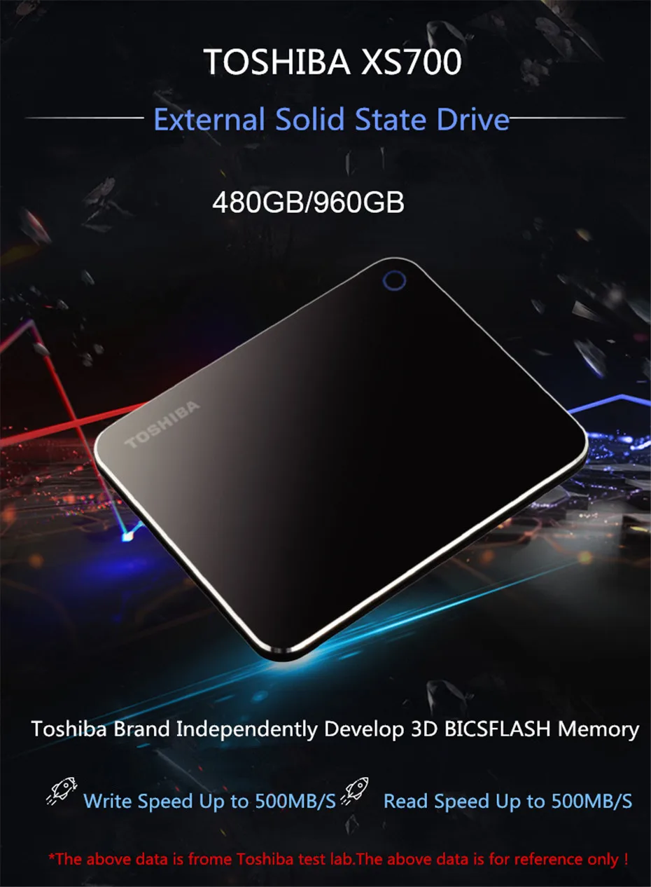 Toshiba XS700 External Solid State Drive Portable SSD 480GB 960GB USB 3.1 High Speed Type-C Mobile Hard Drive Encrypted SSD