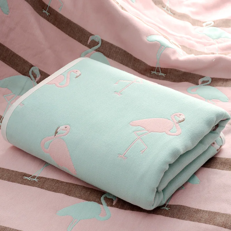 FLAMINGO 6 слоев детское одеяло Многофункциональный Хлопковые газовые гольфы до колена постельные принадлежности Стёганое одеяло сиденья на осень новорожденных Одеяло детский банный Полотенца - Цвет: FLAMINGO