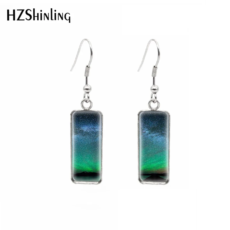 Новинка 2019 модные Подвесные серьги с зеленым северным светом из нержавеющей