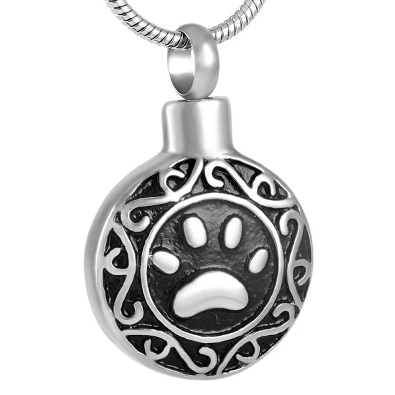 

XWJ8584 Dog/ Cat Paw Engraved Classic Pet Cremation Pendant Funeral Urn Ashes Holder Keepsake Stainless Steel Jewelry Necklace