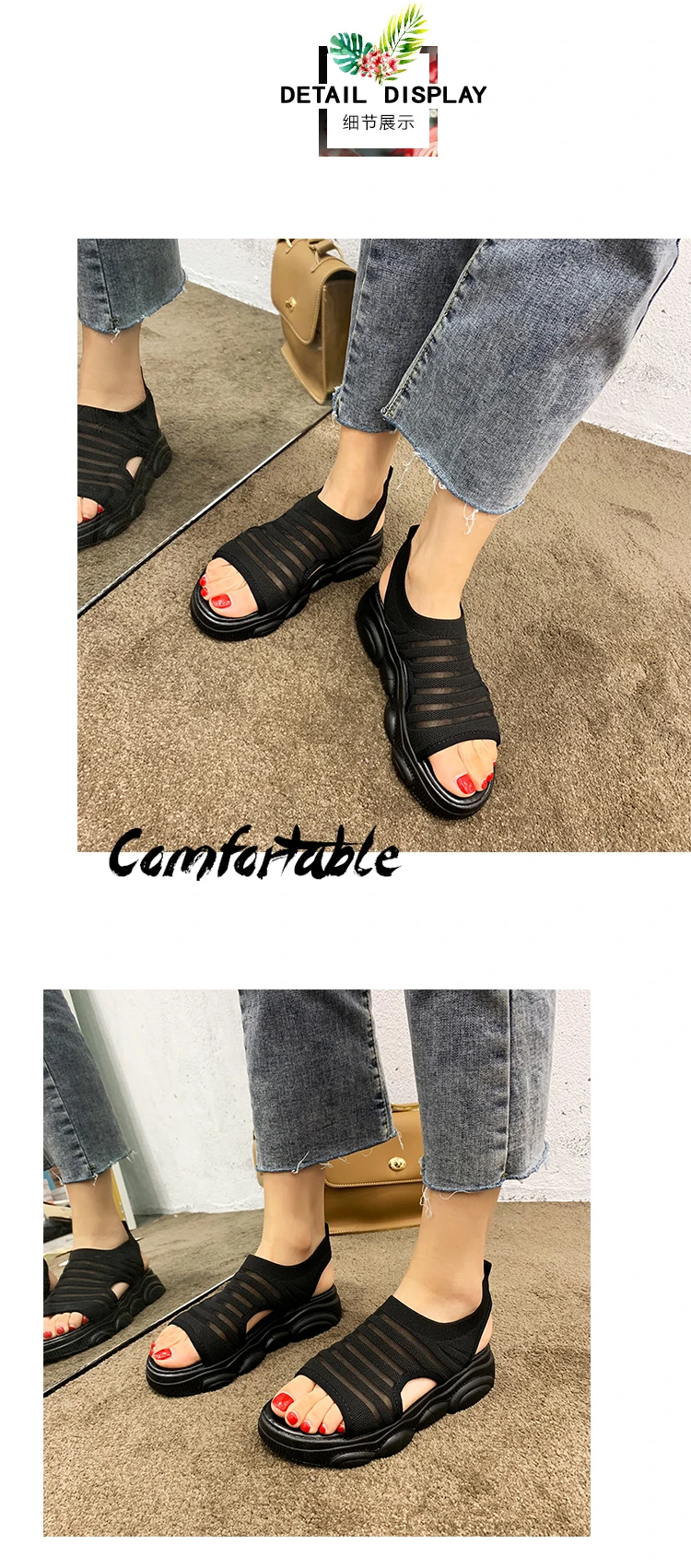 Sandals Elastic Band Comfort Shoes For Women Strappy Heels All-Match Women's Increasing Height Med Muffins shoe Clogs