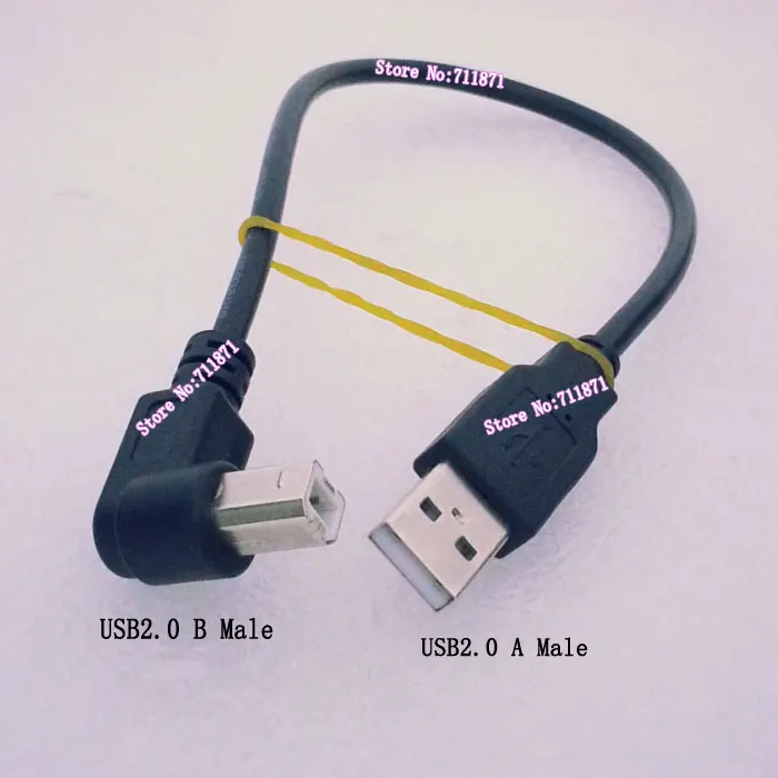 Короткий кабель для принтера 30 см 90 градусов под прямым углом USB2.0 A Male B линия