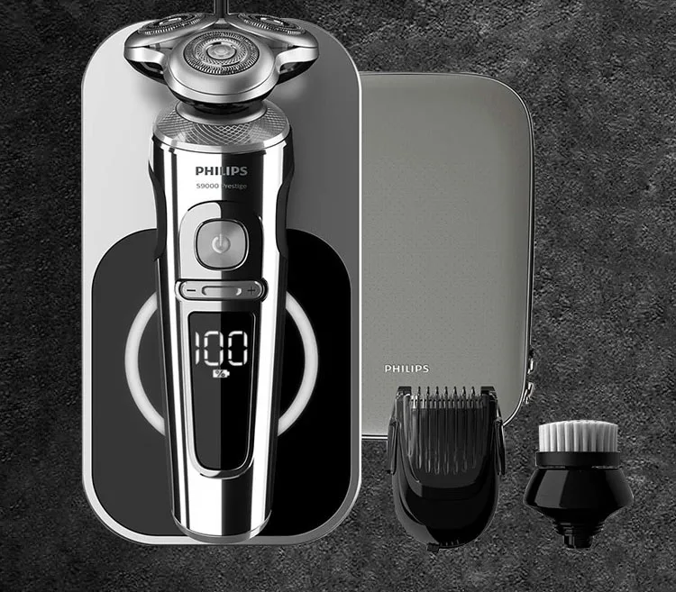 Бритва Philips S9000 Prestige для влажной и сухой электробритва, серия 9000 SP9863/14 моющаяся с зарядной подставкой Qi