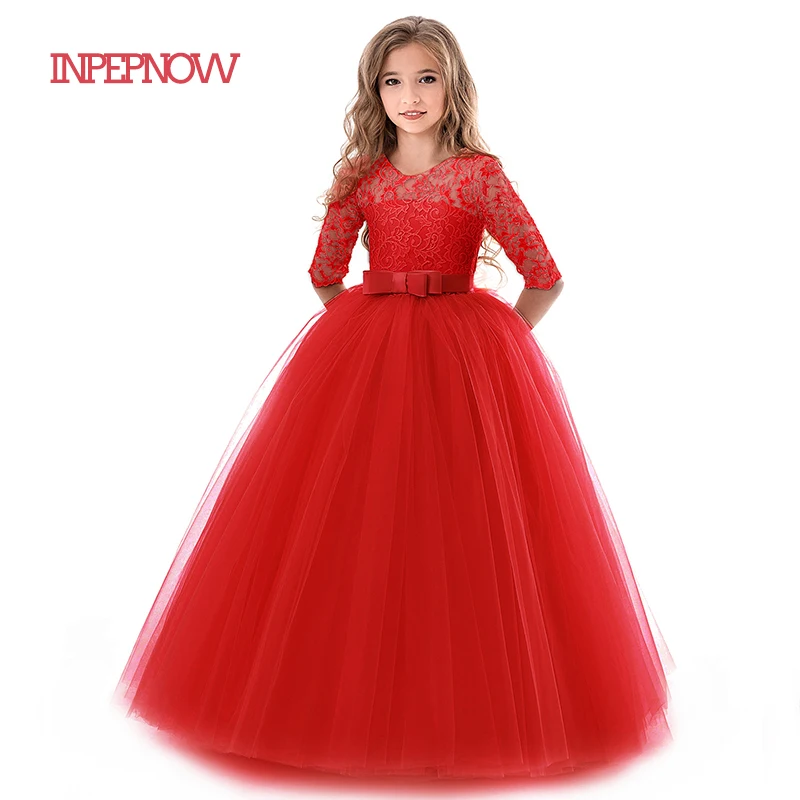 Кружевное платье принцессы Детские Свадебные платья для девочек праздничные