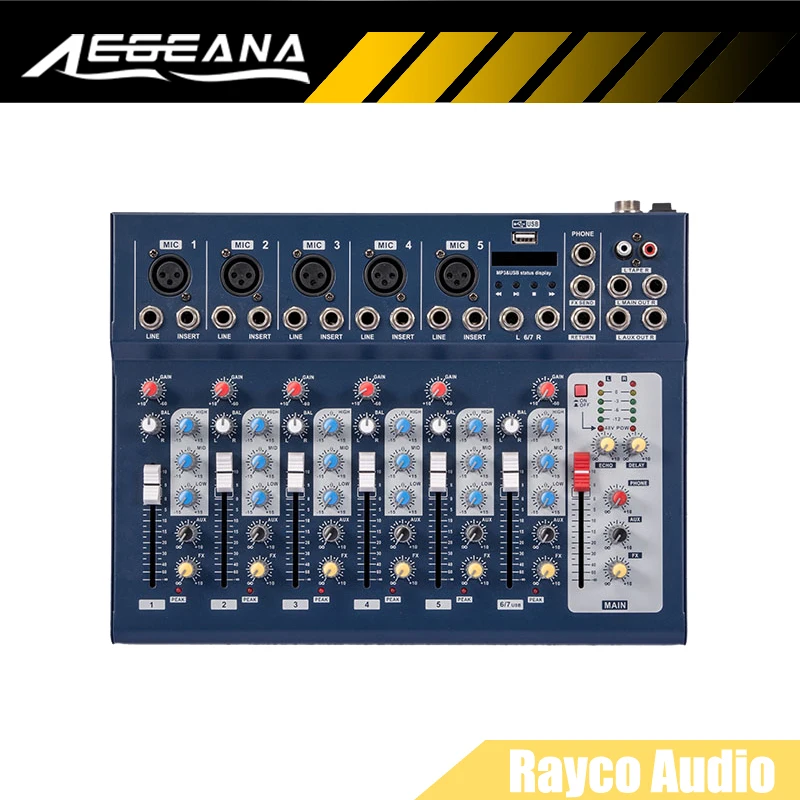 Профессиональный 7-канальный караоке аудио миксер усилитель цифровой Микрофон
