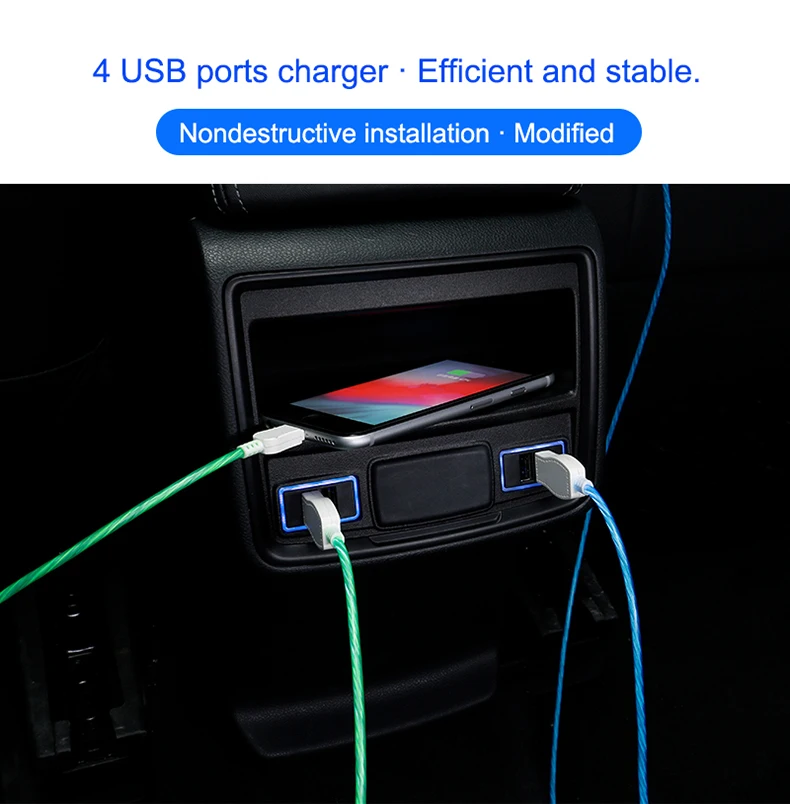 QHCP автомобильное USB зарядное устройство Быстрая задняя розетка кондиционера зарядка Быстрый светодиодный декоративный светильник для Subaru Forester стайлинга автомобилей