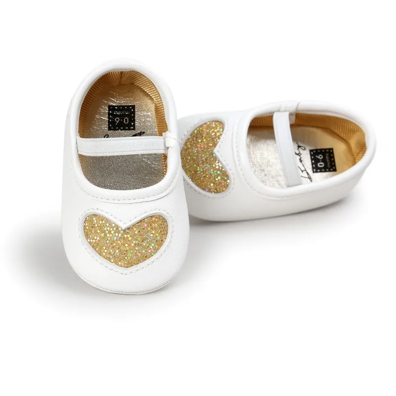 

Baby PU Leather Prewalker Shoes Baby Boys Girls First Walkers Bling Heart Shape Soft Sole Crib Toddler Shoes