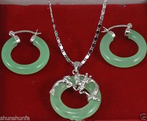 Бесплатная доставка, бесплатная доставка, модное ожерелье и серьги с подвеской из натурального зеленого камня, серебряный комплект из натурального серебра, ювелирные изделия Бесплатная доставка, бесплатная доставка, модное ожерелье и серьги с подвеской из натурального зеленого камня, серебряный комплект из натурального серебра, ювелирные изделия