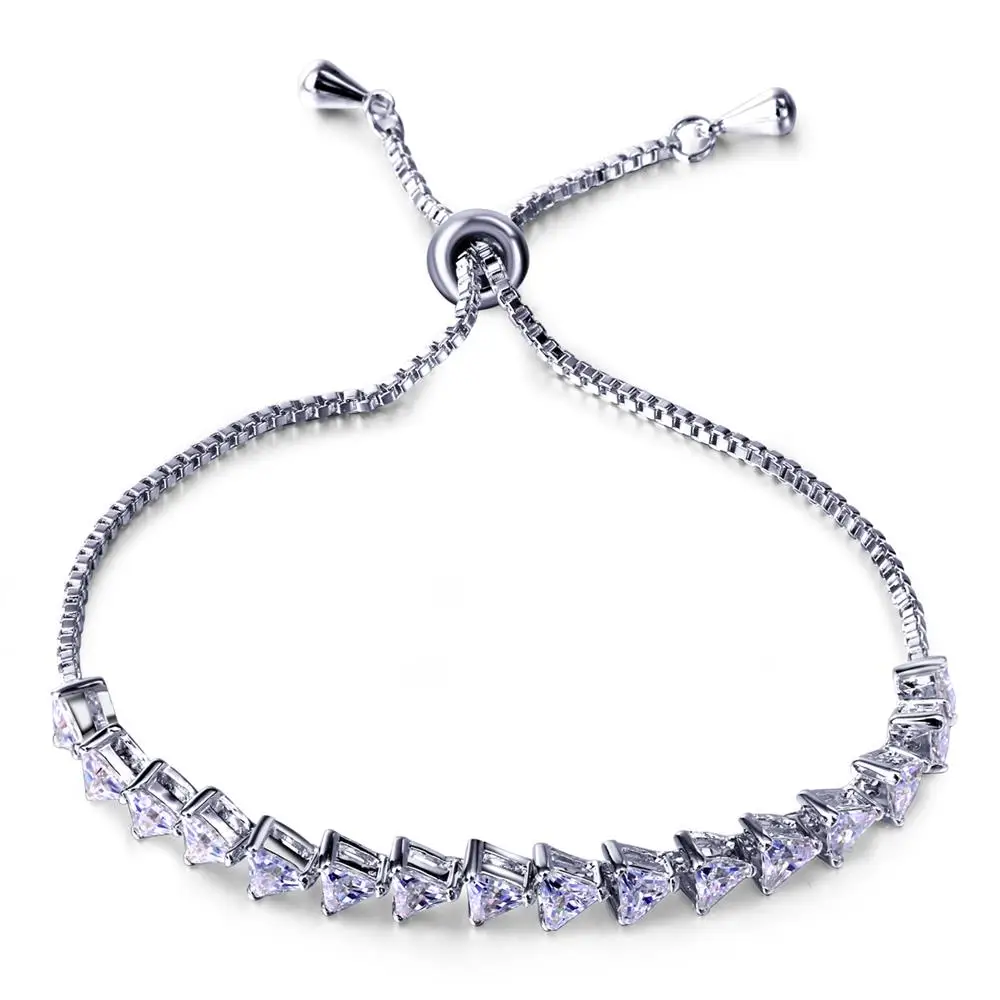 Новый дизайн белого золота Цвет Для женщин звено цепи браслет Lucky Треугольники