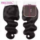 Волосы Recool 5x5, бразильские волнистые волосы, швейцарские кружева 10- 20 дюймов, свободная средняя часть, человеческие волосы без повреждений, кружевные волосы