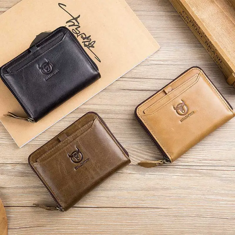 Мужской кошелек BULLCAPTAIN из натуральной кожи на молнии|Мужские кошельки| |