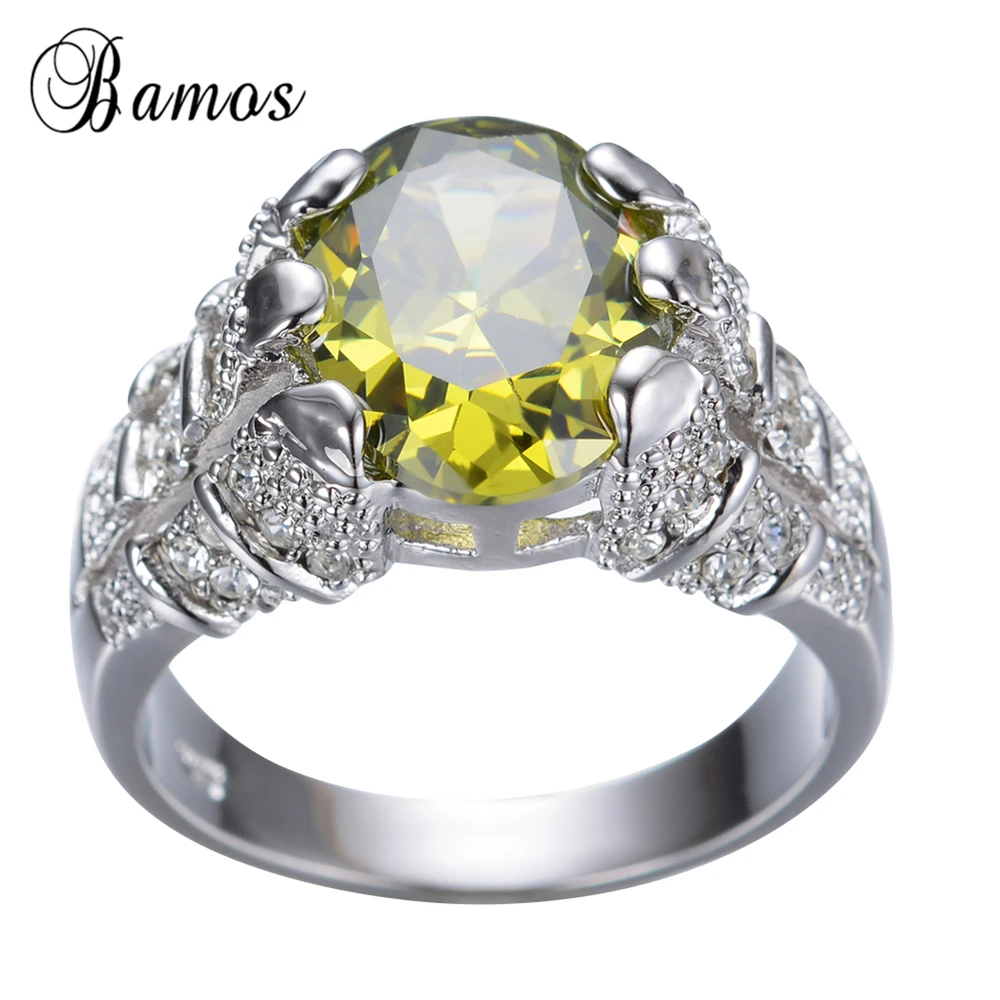 Модное мужское кольцо из перидота Bamos высококачественное серебряное ювелирное