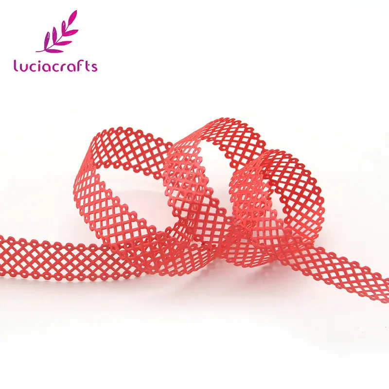 Lucia crafts 2,2 см многоцветные сетки Лента кружевная отделка DIY шитье скрапбукинг ручной работы материал украшения 2y/лот P0602 - Цвет: watermelon red