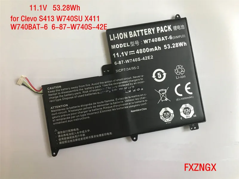 

11.1V 53.28Wh Genuine W740BAT-6 Battery for Clevo 6-87-W740S-42E 3ICP7/34/95-2 S413 W740SU X411 laptop